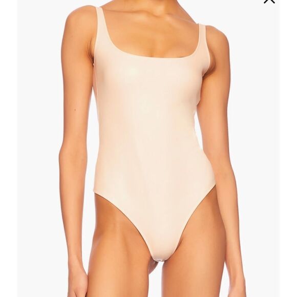 Susana Monaco Faux Leather Low Back Tank Bodysuit SZ L NEW - Picture 1 of 13